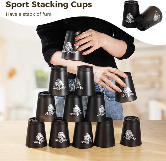 yeesport 48 Pcs Sport Stacking Cups, Sport Training Game for Challenge Competition, Plastic Stacking Cups, Classic Family Game for Kids and Adults, Red+Blue+Green+Black