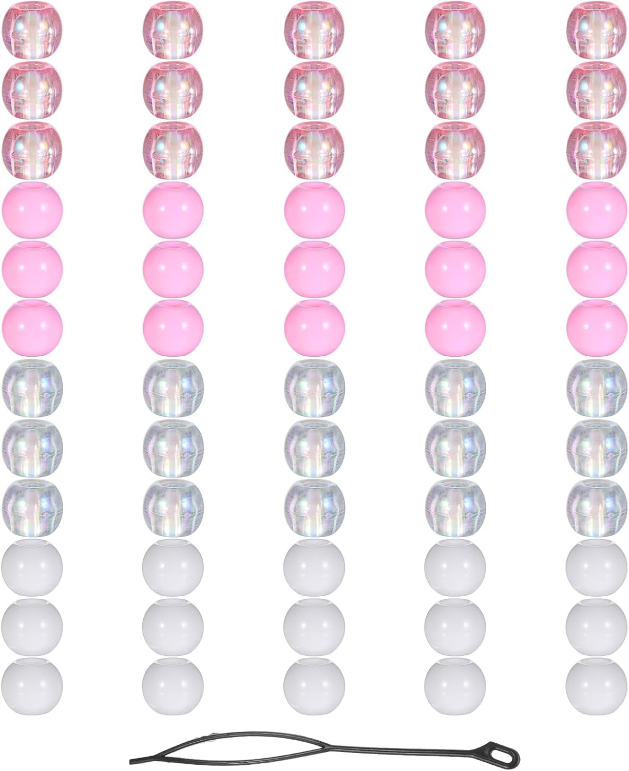 Hair Beads for Girls Hair 60pcs Acrylic Pony Hair Bead Bulk for Braids Dreadlock Beads for Kids Hair Bracelets Crafts(Pink)
