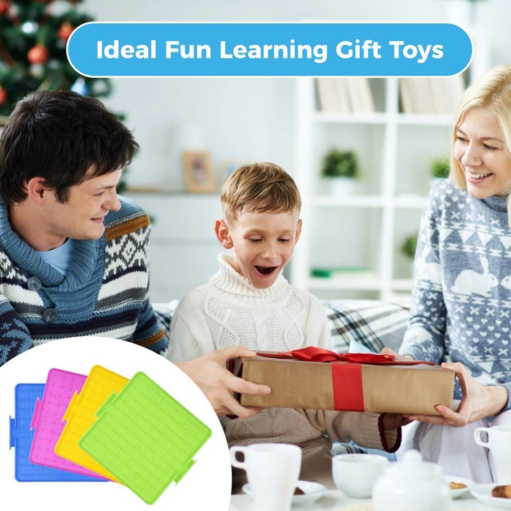 Educational Geoboards Set, 16 Pcs with 160 Rubber Bands, Double-Sided Geometry Learning Tools for Kids