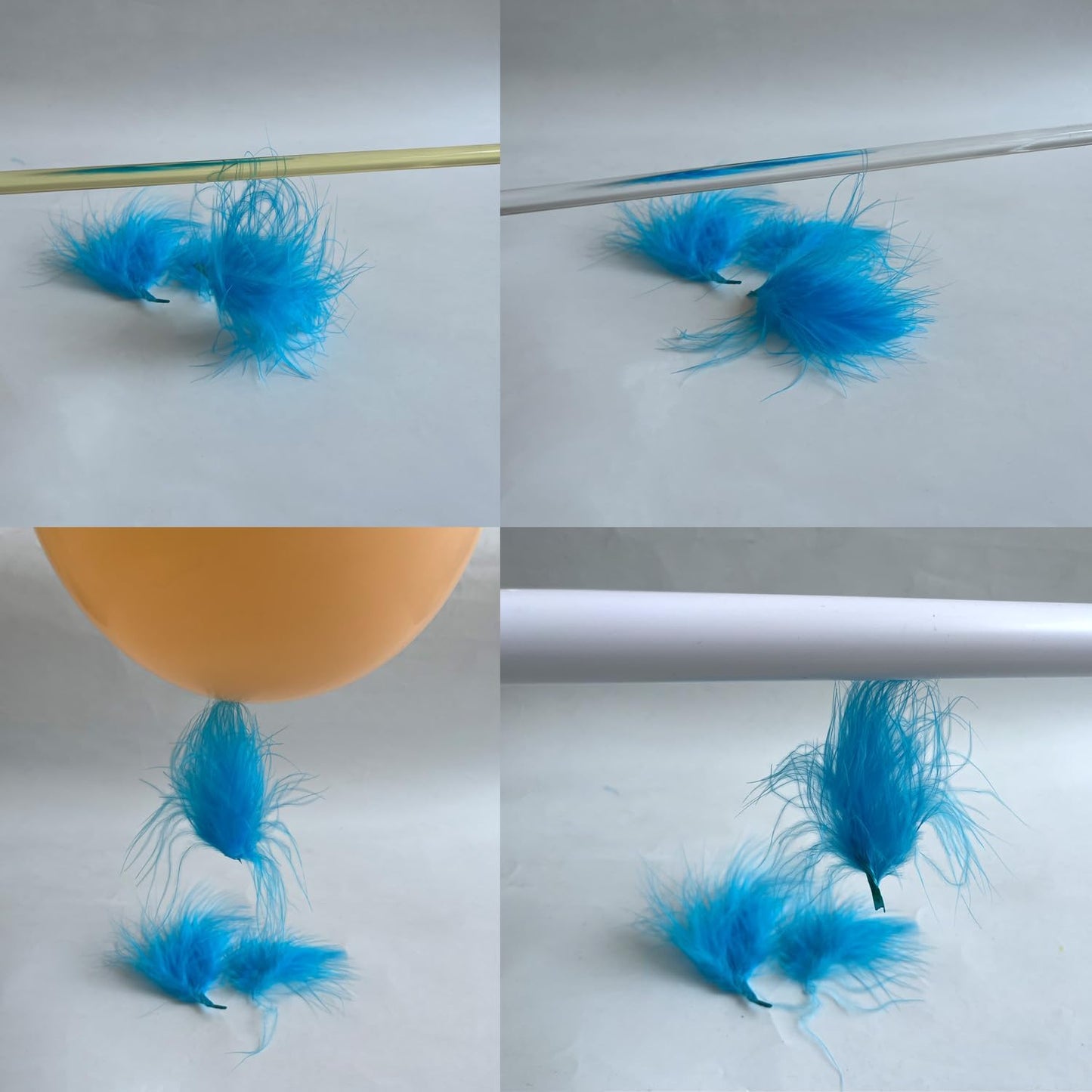 Electrostatic Friction Rod Kit : 3 Cloths, 2 Rods,1PVC Tubes with Feather, Shredded Paper Material Package