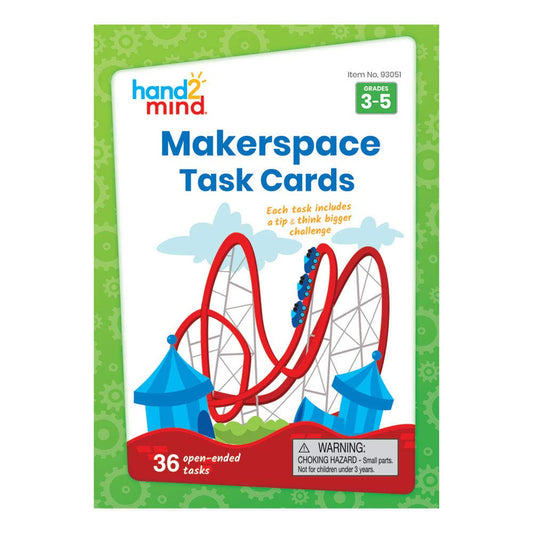 hand2mind Makerspace Task Cards, STEM Learning Cards for Kids Grade K-2, 36 STEM Activities, Kids Building Projects, Learning Cards, Educational Toys, Fun Ideas on What to Build, Classroom Supplies