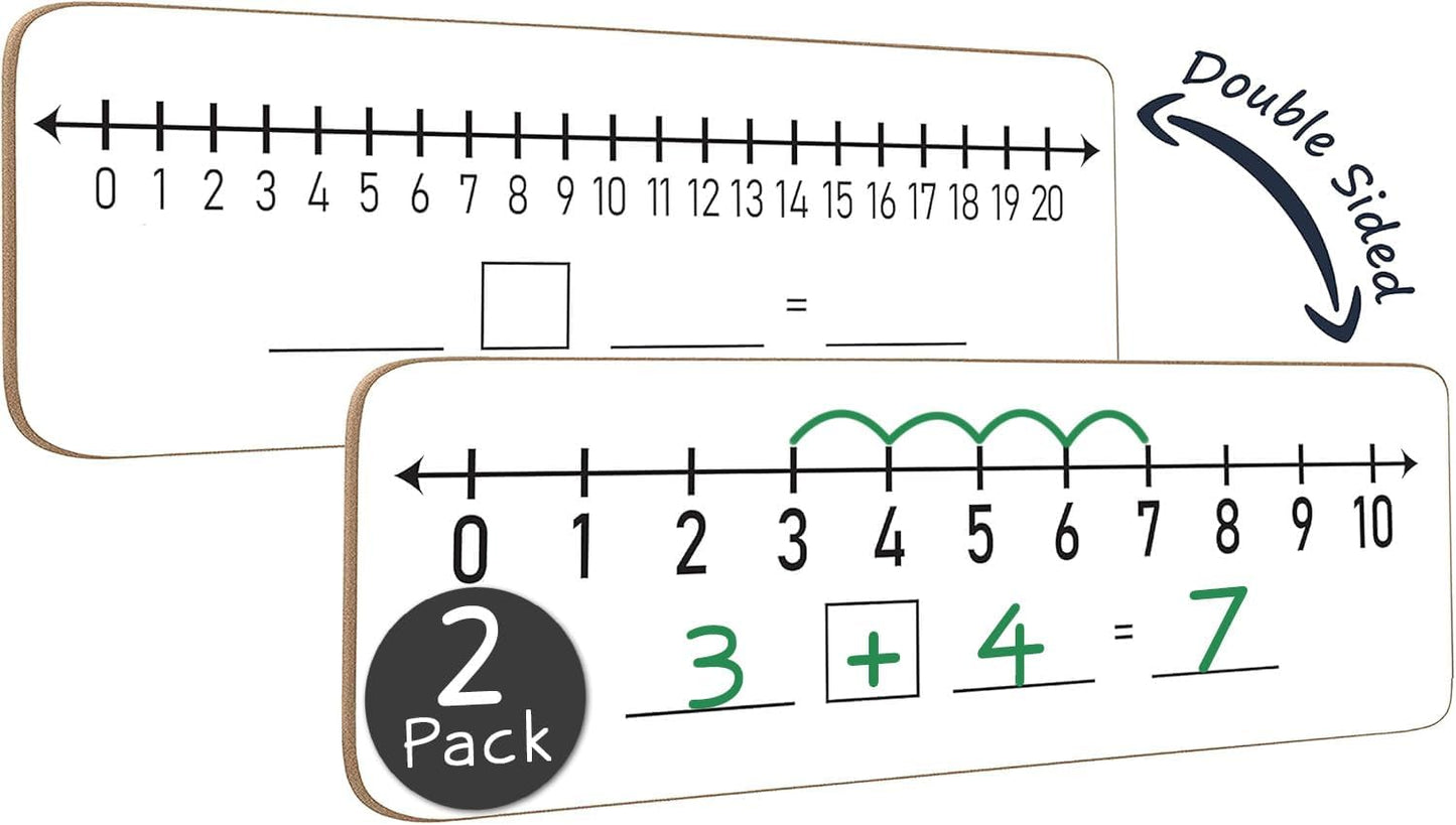 SCRIBBLEDO Dry Erase Number Line Board 4”x12” Inch Lapboard Double Sided White Board Featuring 0-10 Number Line On One Side 0-20 On The Other for Students Desk Whiteboard Math Manipulatives