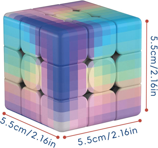 Gradient 3x3 Speed Cube, UV Printing Cube Magic Cube Educational Puzzles Toys for Kids,Beginners and Adults (Stickerless) Blue-PIink-Blue