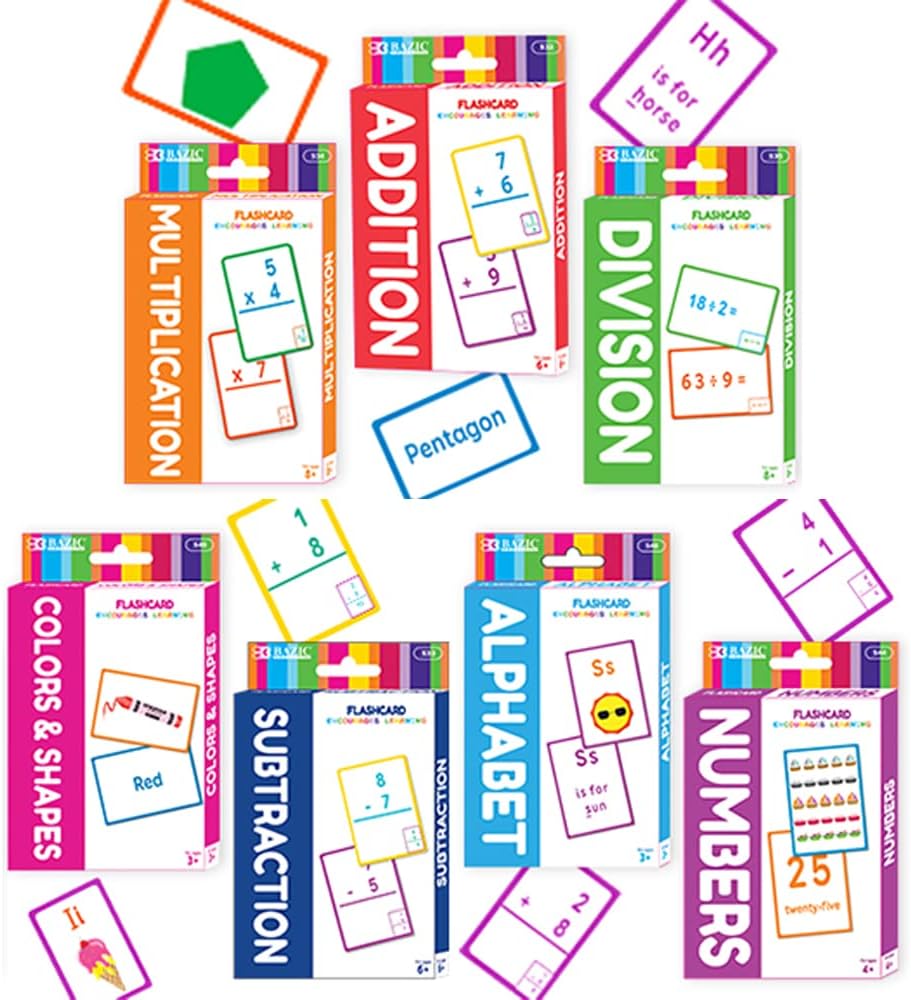 BAZIC Products Multiplication & Division Flash Cards, Educational Flash Cards for Kids, Math Flash Cards, Ideal for Math Learning Practice at Home or School, 36 Cards, 2-Pack