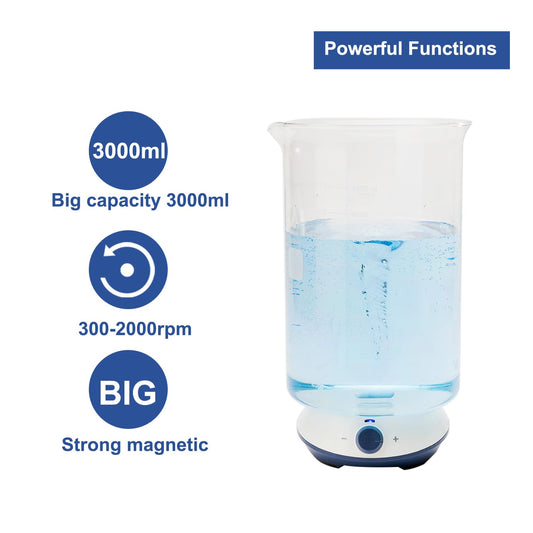 ONiLAB Magnetic Stirrer with Max Stirring Capacity 3000mL, Round-3m with 4PCS Stir Bars(No Heating)