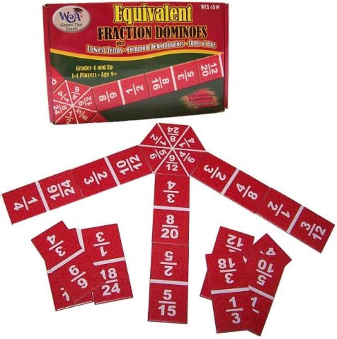 Equivalent Fraction Dominoes: Lowest Terms, Common Denominators, Sums of One