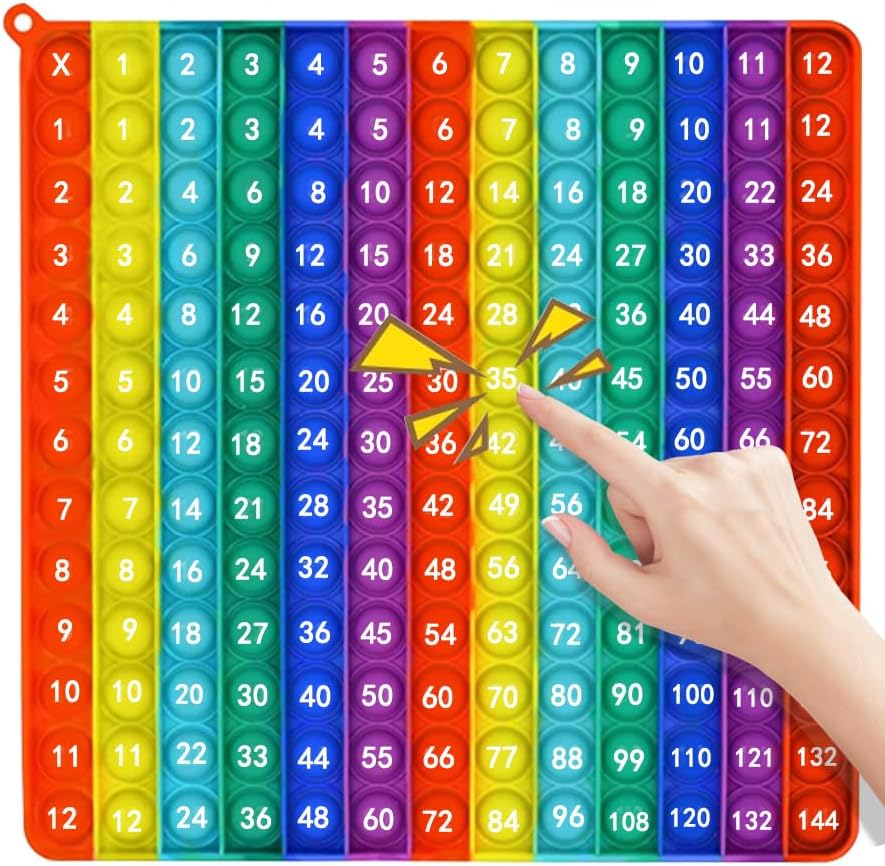 Multiplication Game Table 12 X 12 Math Flash Cards 3rd Grade Fingertip Fidget POP Toy Board Create a Variety of Multiplication additions for Teachers