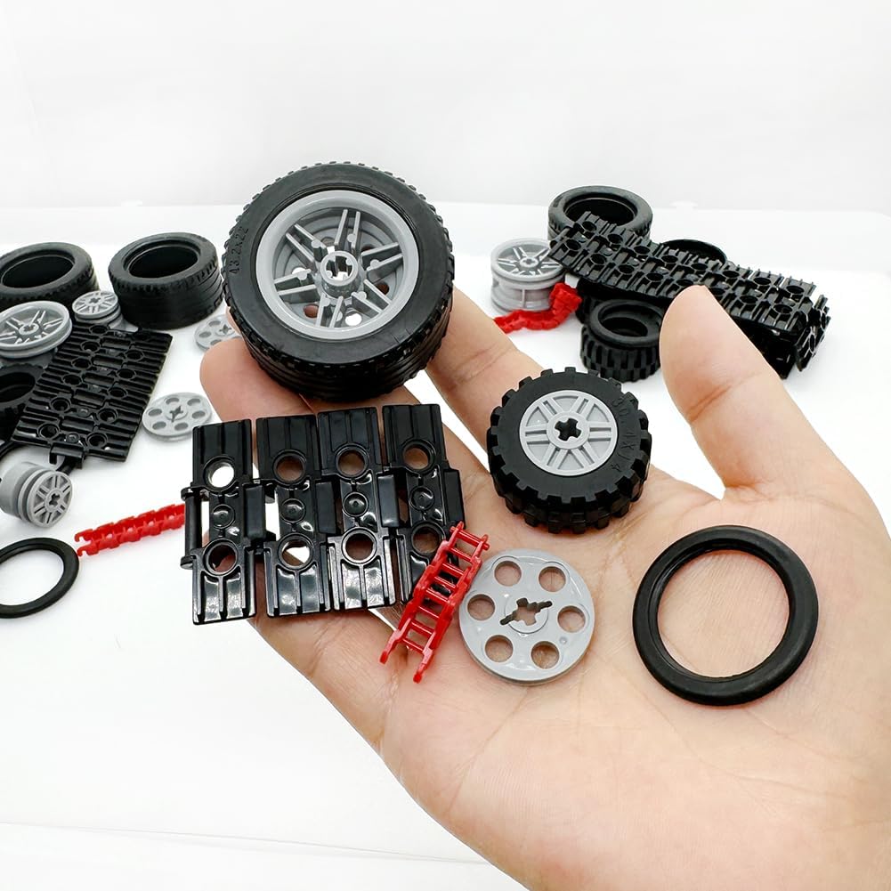 Miutrue Technical Parts Wheels Gears Building Blocks Accessories Pieces kit Construction Toys Set for Kids 6yrs+ Compatible with Major Brands