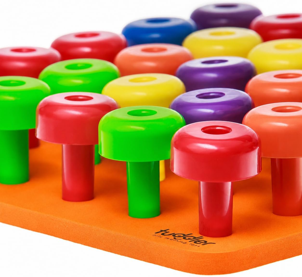 Toddler Peg Board Sensory Montessori Fine Motor Skills Educational Toys - 30 Stackable Pegs + Pattern Card + Drawstring Backpack + E-Book