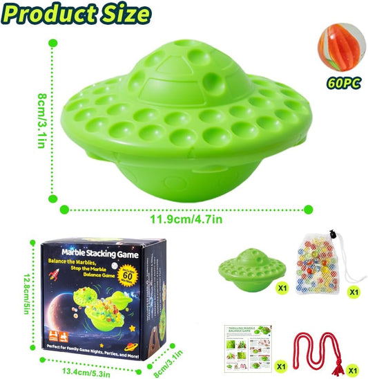 Family Game, Marble Balance Game–60 Colorful Marbles with Built-in Storage|Fun Board Games for Kids&Adults|Exciting Party Game for 1-4 Player for Kids 8-14