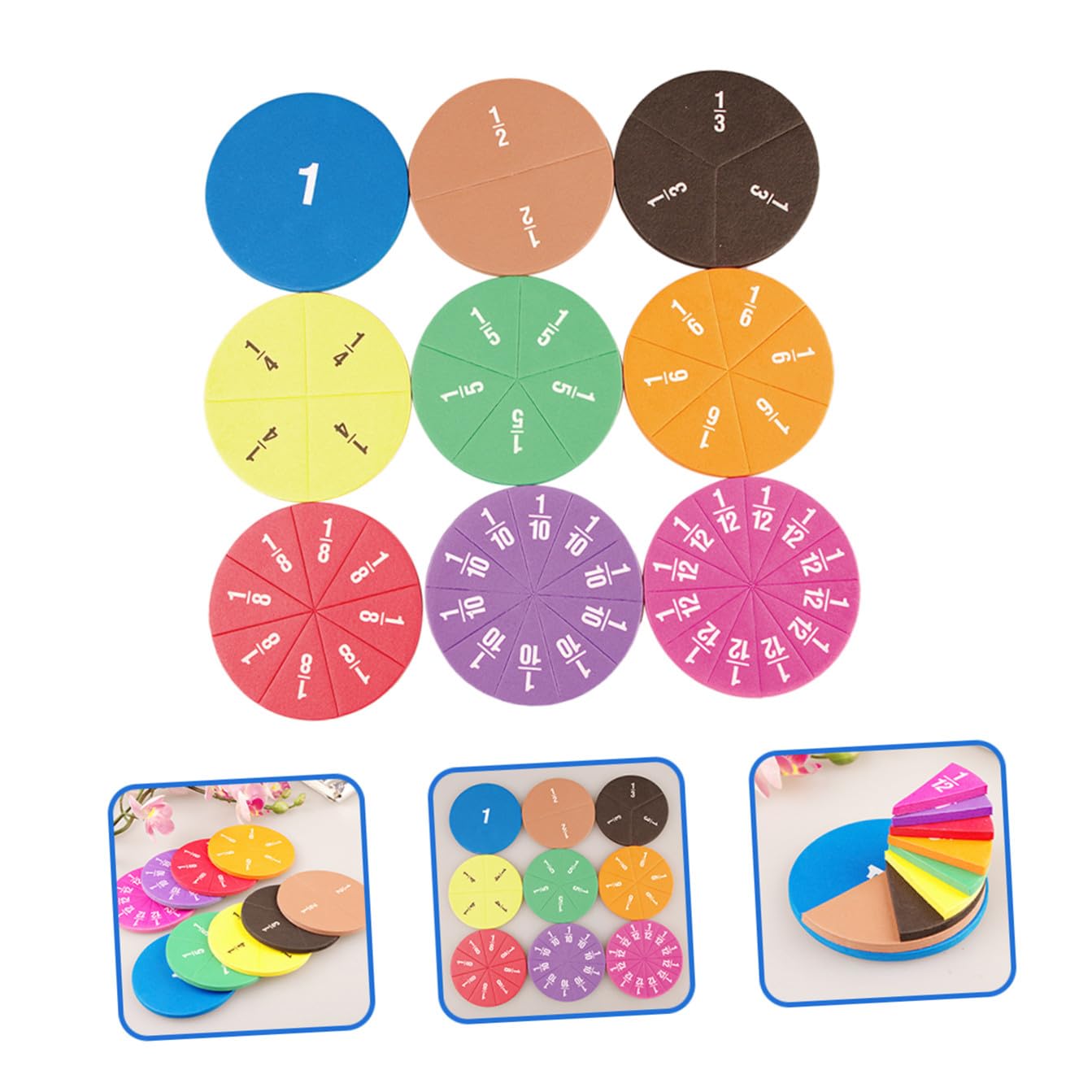 ARTIBETTER 2sets Fraction Circles Math Manipulatives for Educational Learning for Teaching Fractions and School Lightweight and Design