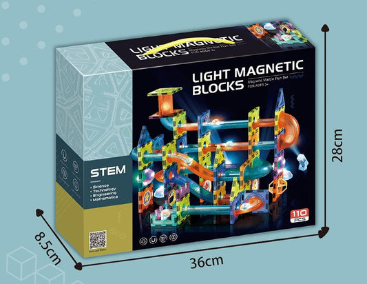 UNIQUE KIDS Magnetic Tiles Building Blocks with Marble Run STEM Toys STEAM Toys for Kids Ages 3-10+Year Old Boys Girls Best Christmas Birthday Gift (110 pcs)