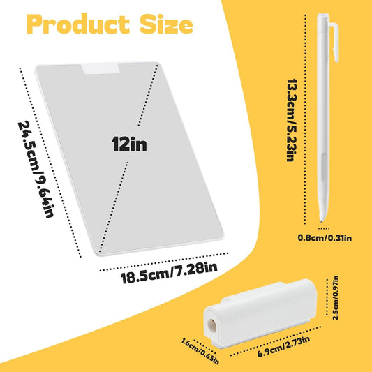 9.5”×7”Magnetic Writing Board, Ink-Free Reusable Desktop Notepad with Magnetic Stylus & Eraser : Thin Rigid Pad for Drawing, Handwriting Practice & Office Memos