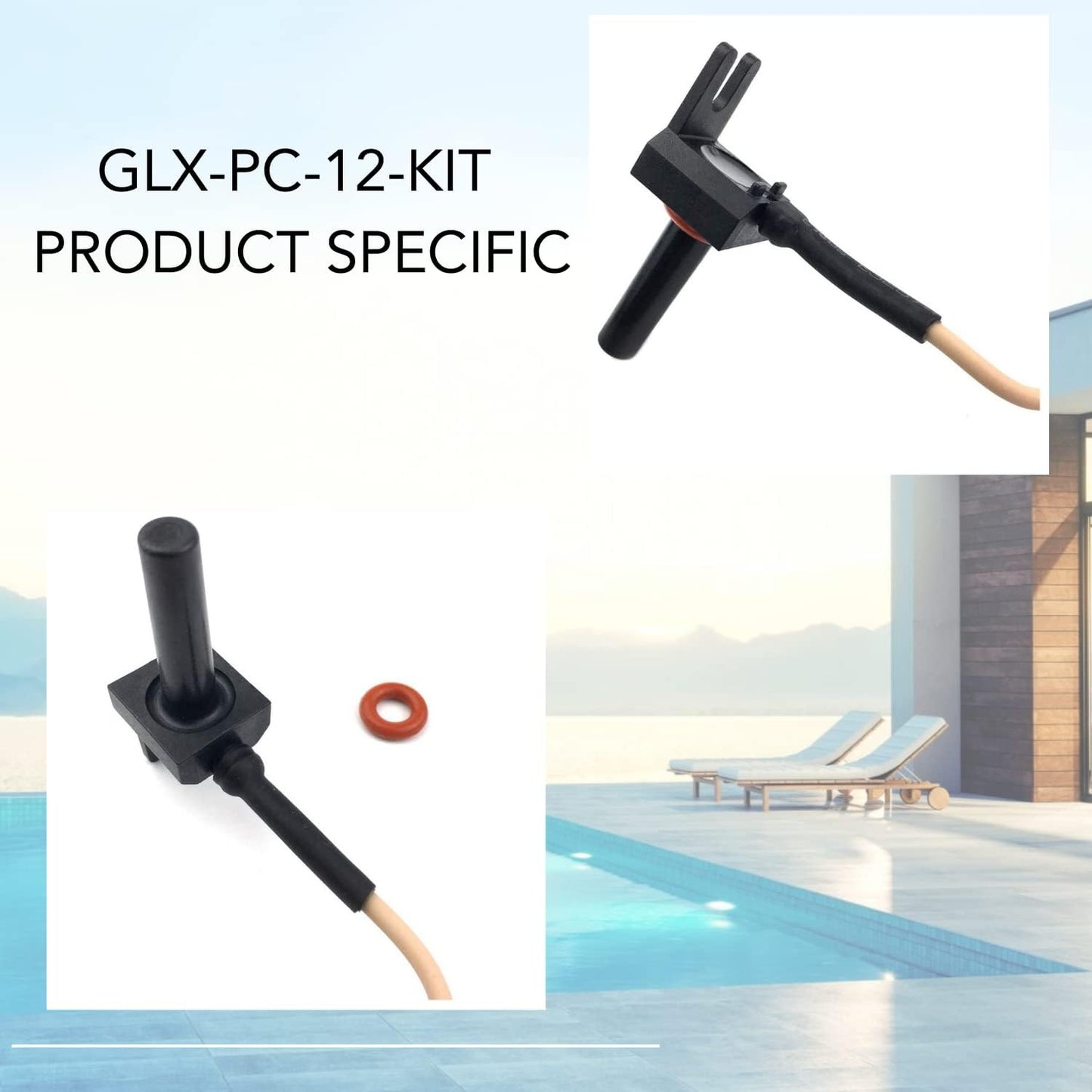 GLX-PC-12-KIT Pool Temperature Sensor Thermistor with 15 Feet Cable Water/Air/Solar Temperature Sensor Kit for Hayward Salt Chlorination Systems