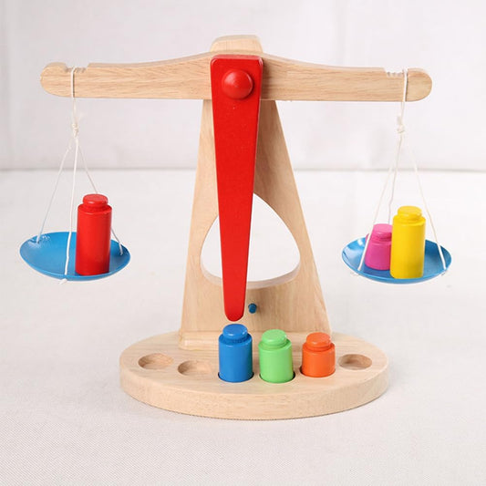 Montessori Wooden Balance Scale with Colorful Weights, Early Math Learning Toy for Toddlers