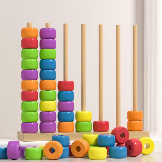 Adult Color Stack Attack Challenge Game,Color Pile Up Challenge for 2 Players| Competitive Tabletop Brain Teaser for Family Game Night| Stack Solve Set with Racks,Rings,Cards (1)