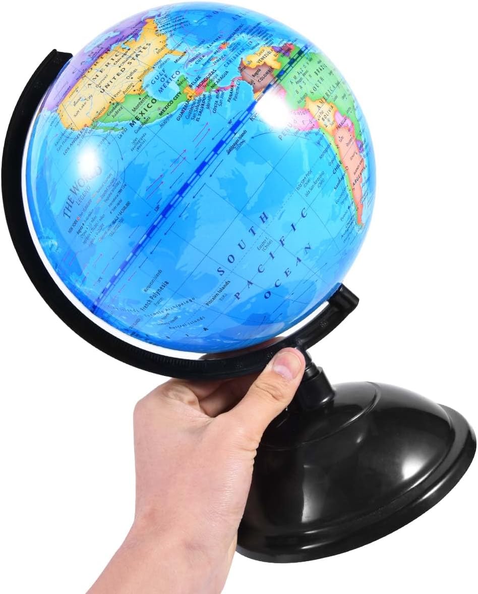 KISEER Rotating World Globe 6 Inch Spinning Earth Globe with Stand for Kids Learning Geography Classroom Education or Office Home Decorations