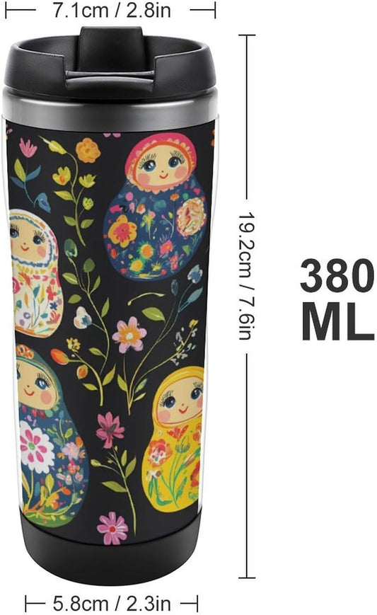 Russian Nesting Dolls Flowers Stainless Steel Tumbler Vacuum Insulated Coffee Cup Double Wall Water Mug Gifts for Women Men