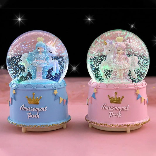 Snow Globe Birthday Gift for Girls,Princess Crown Snow Globe with Music, Automatic Snow Drift, Large Size Daughter Snow Globes Gifts for Christmas Decoration Birthday Gift (Pink)