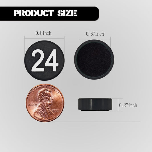 1-50 Magnetic Numbers, Magnets with Number for Dry Erase Boards, Round Number Refrigerator Magnets for Whiteboard in Home and Office (0.8" Diameter, Black)