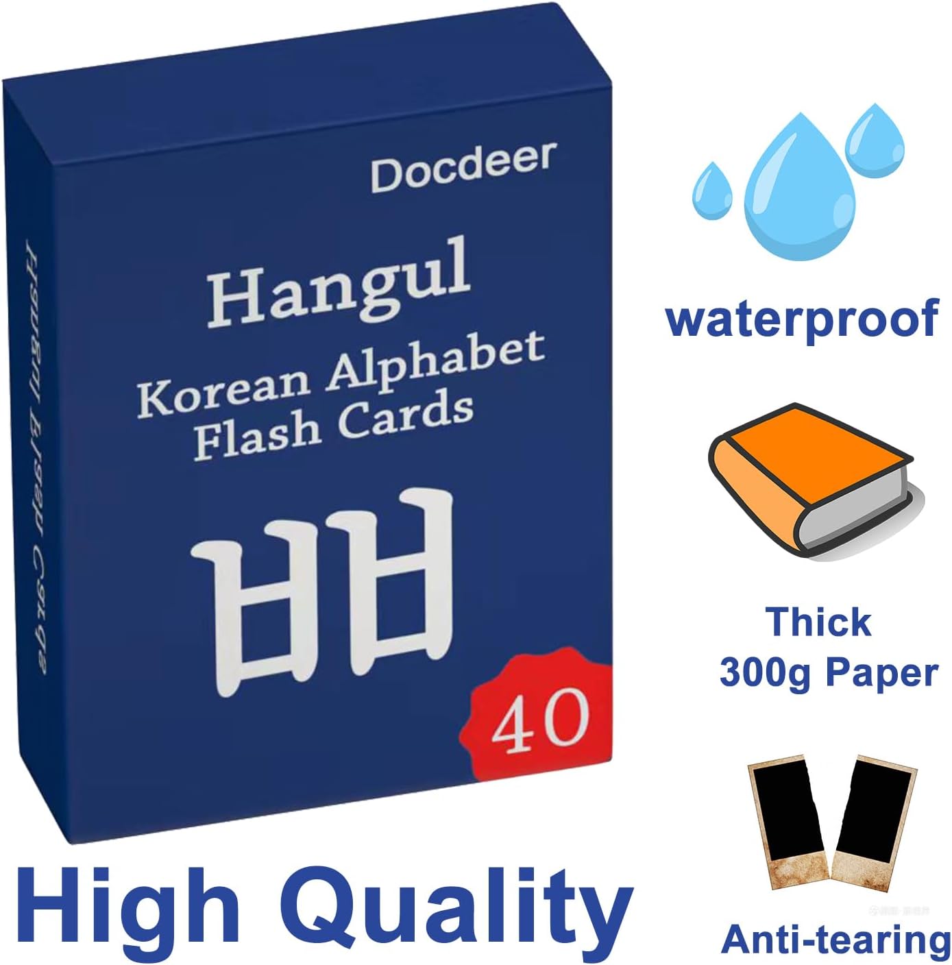 Hangul Korean Alphabet Syllabary Flash Cards for Beginners & Adults - Korean Educational Learning Flash Cards - Learning Video with Pure Pronunciation - Example Sentence & Words