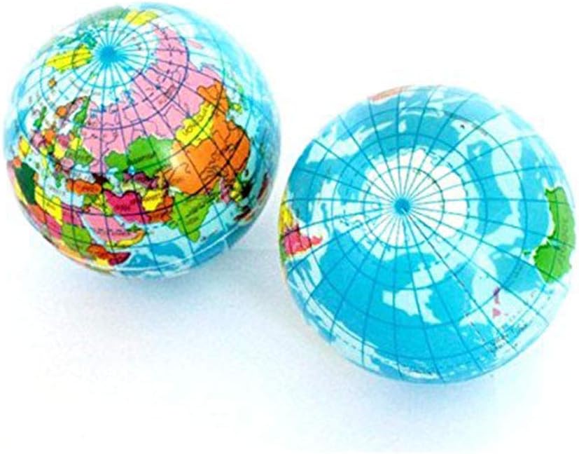 2.48'' Mini Squeezable Globe Stress Balls,Tension Reliver Balls,Party Favor,Soft PU Globe Ball,Earth Pattern,Party Toys