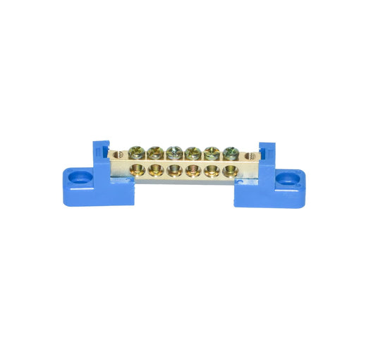 10 Positions Terminal Bus Bar Block 6 Pack Brass Wire Screw for Car Boat Marine Ground Power Distribution Grounding Electrical Bars Strip Block for 12V-110V, Blue
