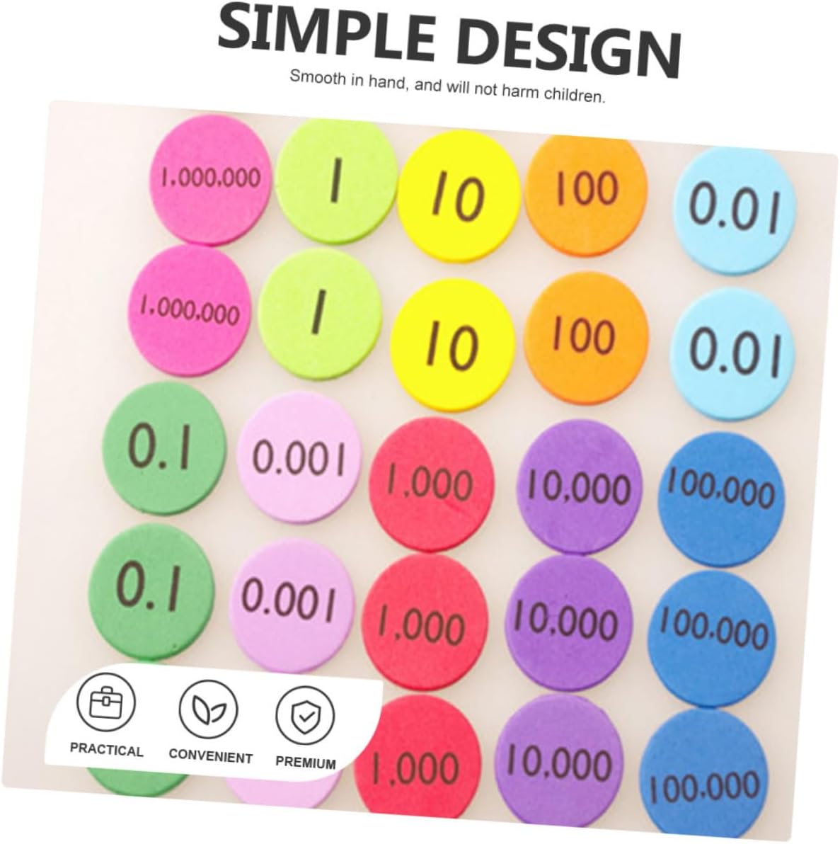 300Pcs Eva Place Value Disks for Learning Discs Teaching Supplies for Arithmetic and Counting Skills Portable Educational Manipulatives
