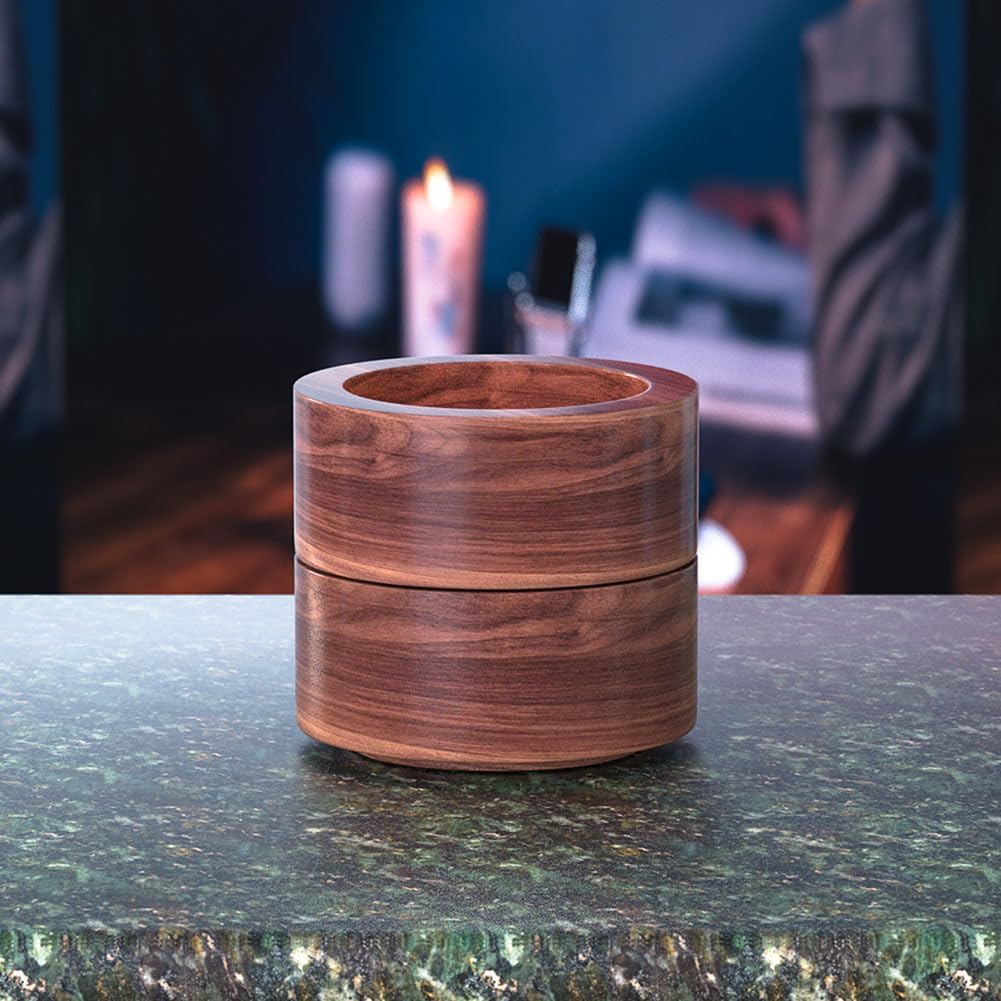 grwanpen®2 Pack Round Walnut Hardwood Ring Tray & Holder - Stackable Compact Jewelry Organizer, Non-Slip Small Dish for Rings, Earrings - Gift Ready Packaging