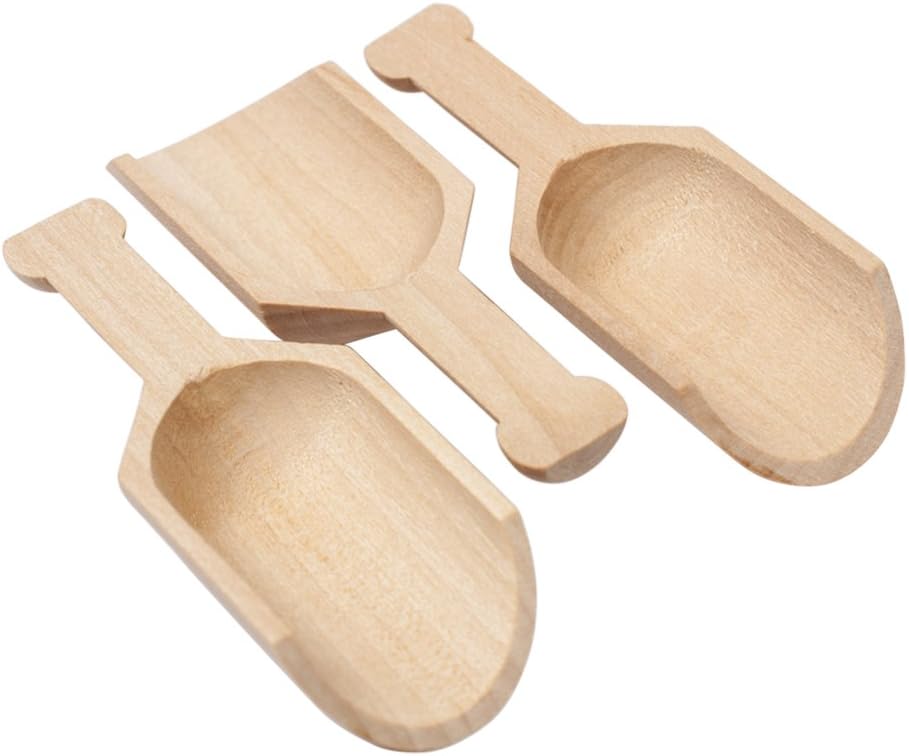 Wood Scoop 3 Inch, Unfinished Wooden Scoops for Candy, Spices, Parties, Gifts & Favors, Birch Material - Bag of 10