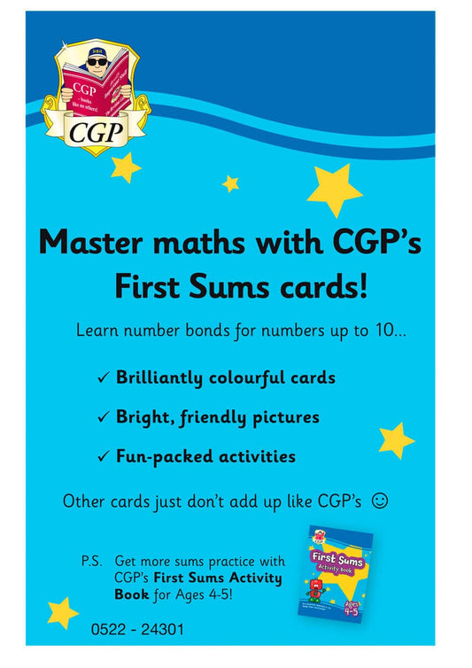 New First Sums Flashcards for Ages 4-5 (Reception): perfect for learning the number bonds to 10 (CGP Reception)