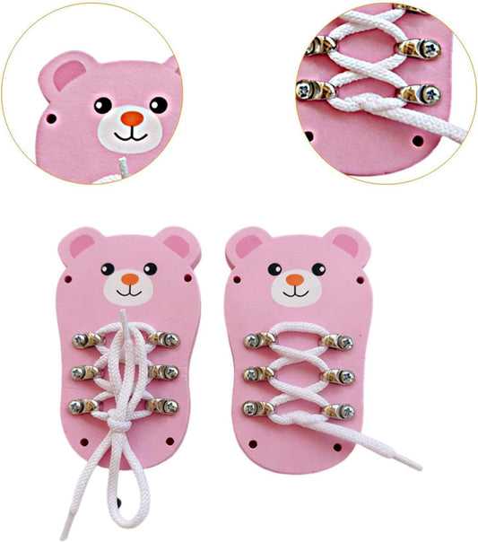 Tie Lacing Toy Wooden Busy Board Hand Eye Coordination Fine Motor Skills