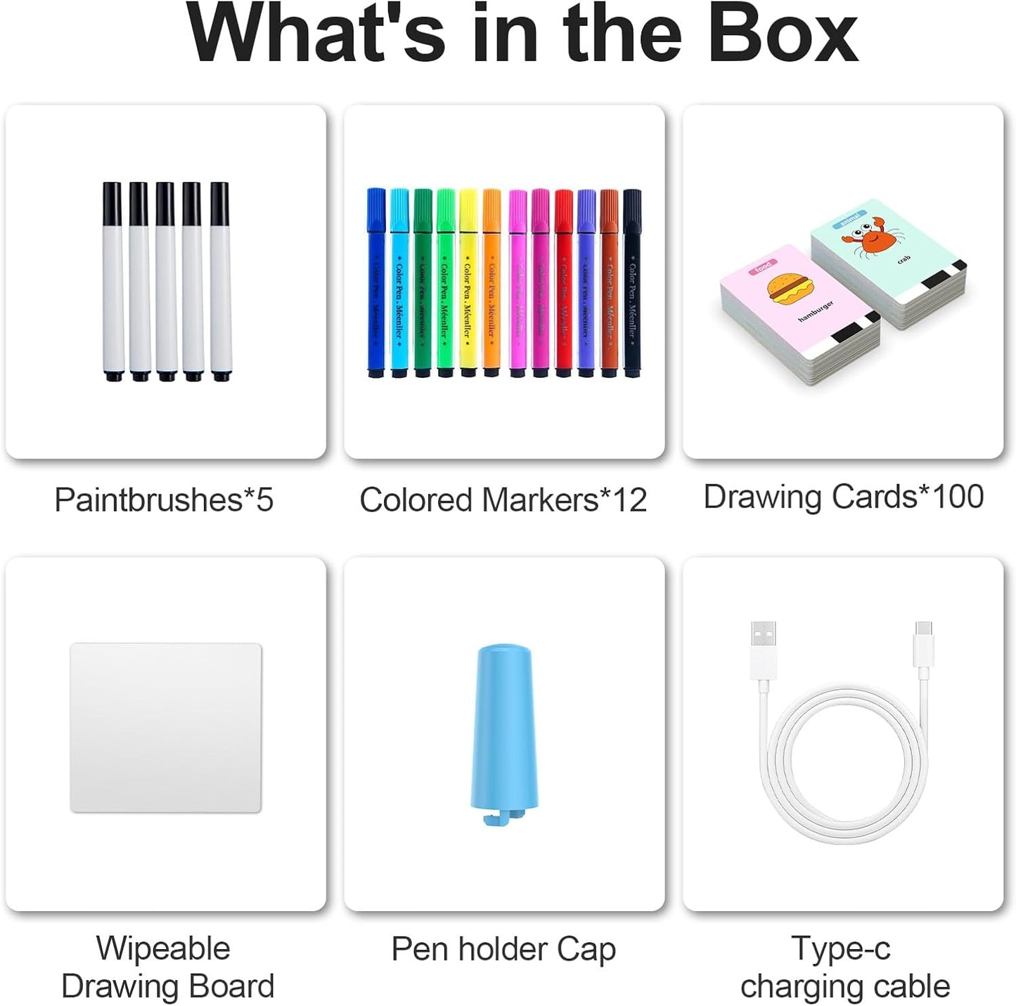 Drawing Robot for Kids, Interactive Educational Drawing Robot with 100 Word Cards, 12 Color Pens & Voice Interaction, Drawing Machine Present for 3 4 5 6 7 8 Year Old Boys Girls, Birthday Party