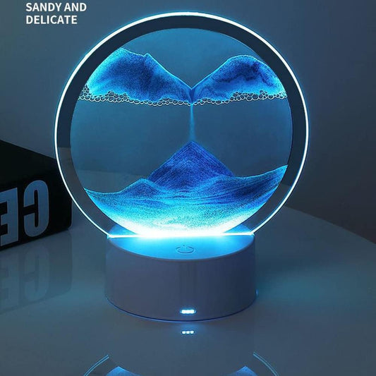 Moving Sand Art Picture Round Glass 3D Deep Sea Sandscape in Motion Display Flowing Sand Frame, Large Desktop Art Toys, Home & Office Desktop Decorations(Black, RC-Crotrol)