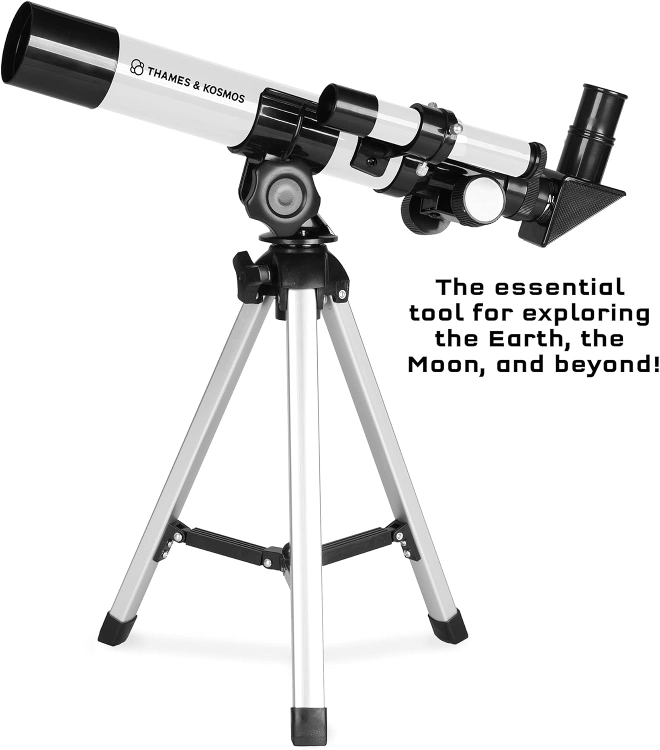 The Thames & Kosmos Telescope Essential STEM Tool | Childrens Refractor Telescope with 100x Magnification & Built-in Compass | Classic Scientific Device for Astronomical & Terrestrial Observations