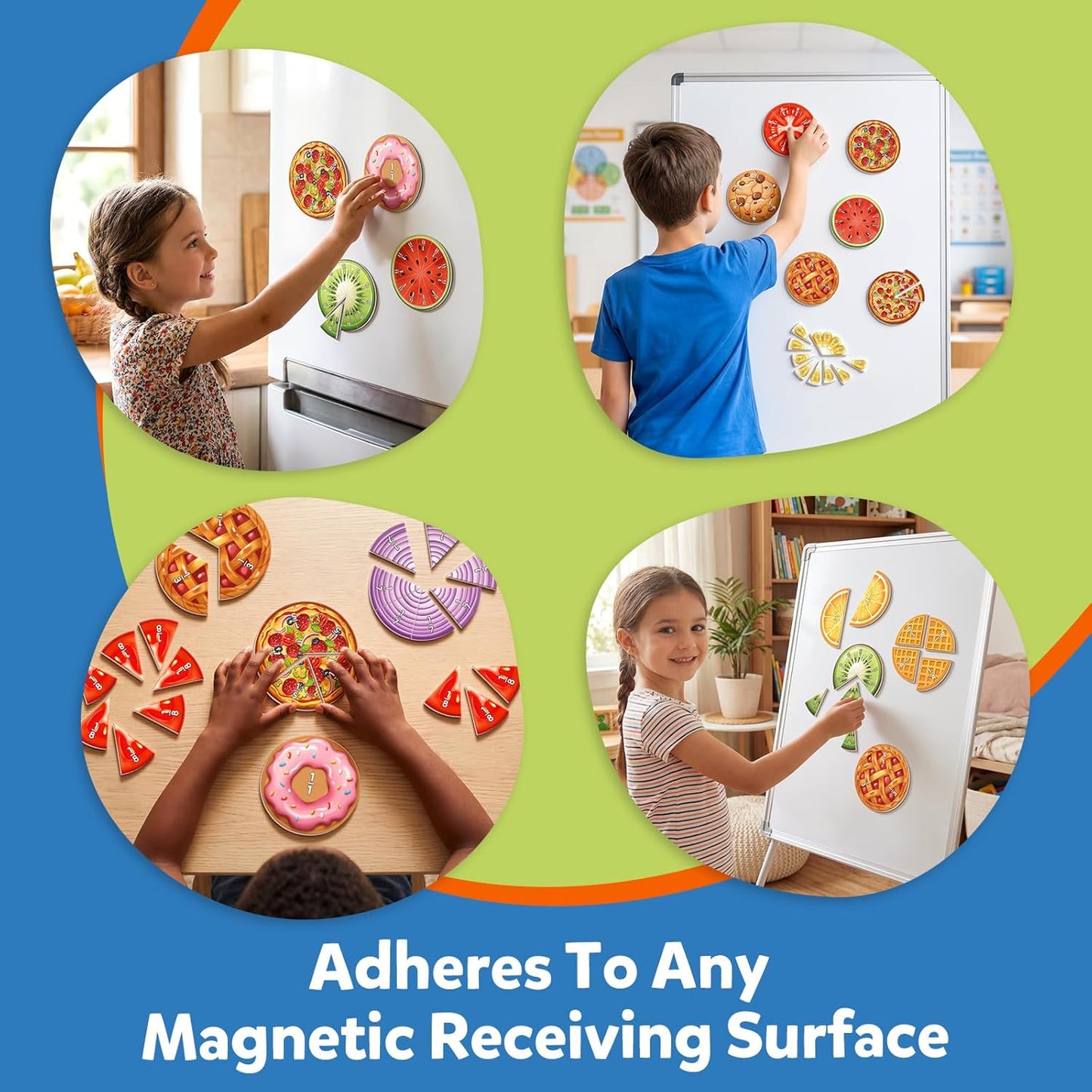 Aizweb Magnetic Fraction Tiles & Circles Set,Bars,Magnetic Fraction Educational Puzzle,Montessori Math Manipulatives,Fraction Learning Games for Elementary Classroom Homeschool Supplies