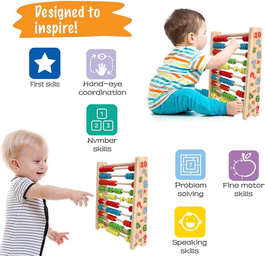 Sealive Wooden Counting Toy - 50 Beads Abacus for Kids Math, Cartoon Giraffe Counters for Kids, Counting Toys for Preschool Learning & Development, Develops Coordination, Motor Skills