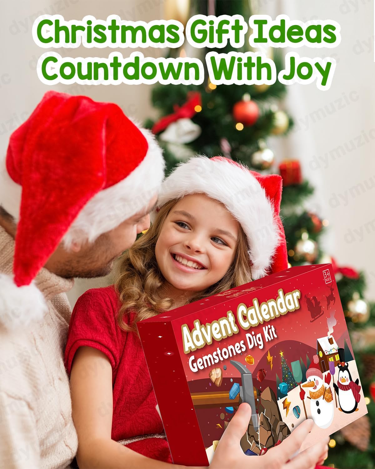 Advent Calendar 2025 Kids, Gemstone Dig Kit Advent Calendar - Dig Up 24 Real Gemstones, Rokcs, and Crystals, Gem Digging Kit, Gift for Girls and Boys,