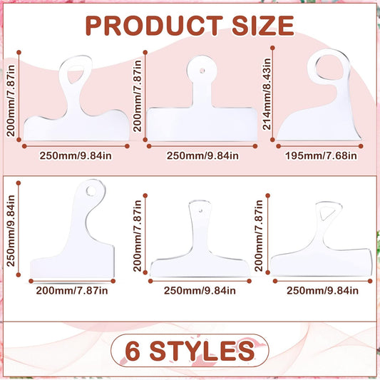 Frienda 6 Pcs Charcuterie Board Template Acrylic Router Template Cutting Board for Woodworking Thick Handle with 3 Pens Angled Curvy Stencils Guide Tools for Kitchen(Classic)