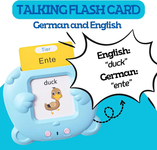 ZEENKIND German & English Talking Flash Cards with 510 Sight Words for Toddlers 2 3 4 5 6 Years Old, Learn German for Kids, Audible Pocket Speech Early Learning Bilingual Flashcard Toys, 255 Cards