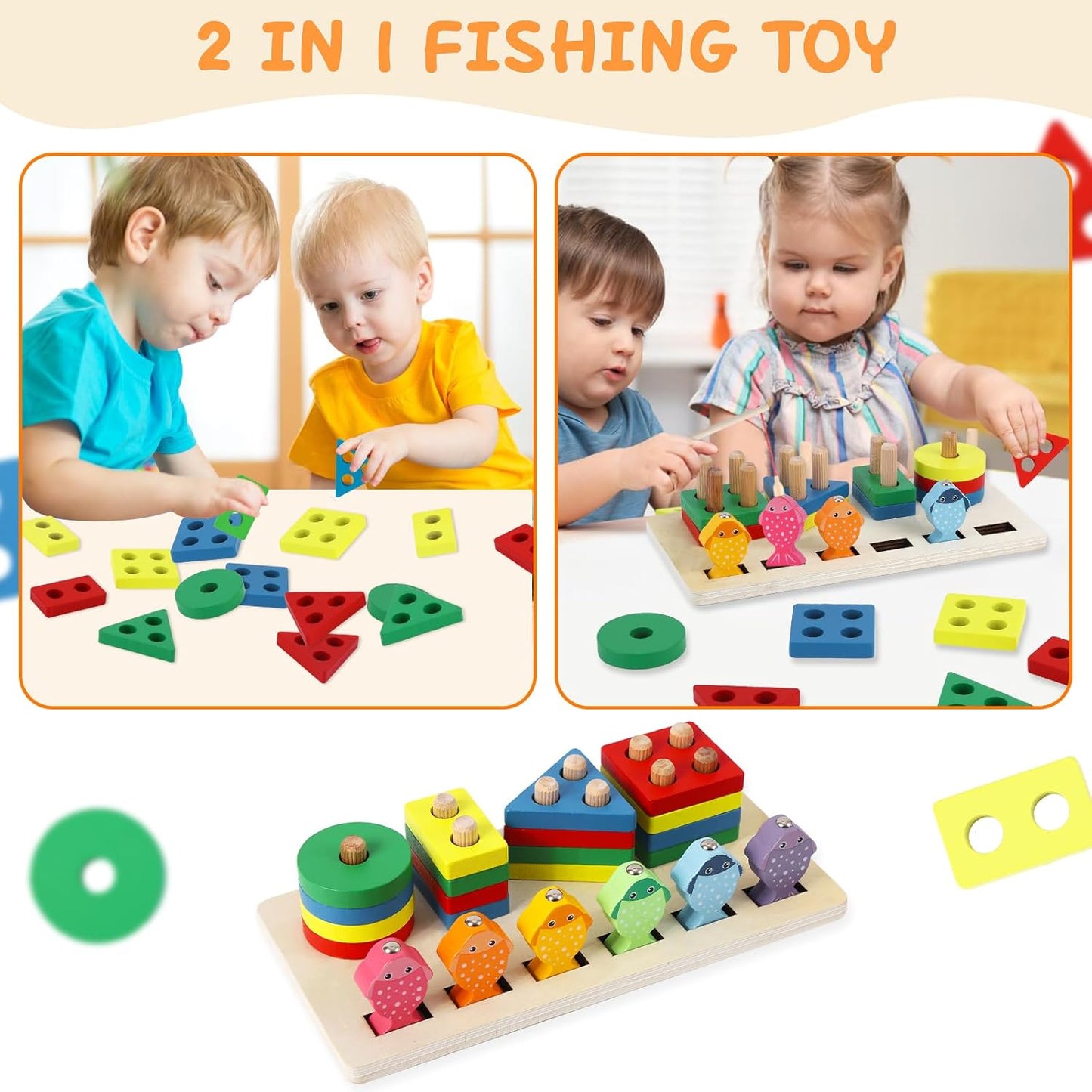 Montessori Toys for 1 2 3 Year Old Girls Boys,Gifts for 2 Year Old Learning Toys Stacking Toys for Toddlers Shape sorter (Standard Edition)
