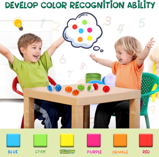 LOOIKOOS Easter Egg Toy for Toddlers 12 pcs Set Color & Shape Recoginition Sorter Puzzle for Easter Travel Bingo Game Early Learning Educational Toys Kids