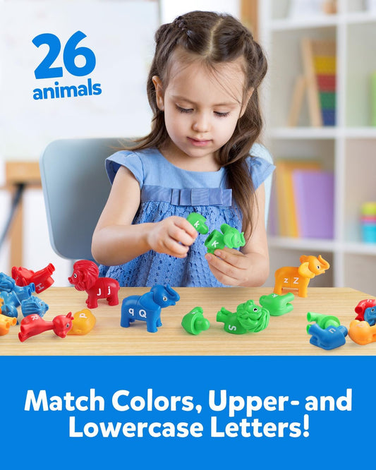 Coogam Matching Letters Fine Motor Toy, 26 PCS Double-Sided ABC Dinosaur Alphabet Match Game with Uppercase Lowercase, Preschool Educational Montessori Learning Toys for Toddlers