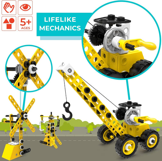 MOBIUS Toys 12-in-1 STEM Construction Kit - 152-Piece Building Set for Kids Ages 4-12 - Educational Engineering Toy for Boys & Girls to Build Cars, Trucks, Motorcycles & More, Creative Learning Gift