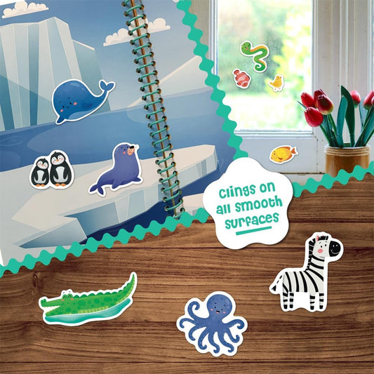 Stick4Ever Jelly Sticker Book - for Kids - Waterproof, Easy to Clean Reusable Sticker Book for Toddlers- Reusable Road Trip Activities for Kids - Stocking Stuffers for Toddlers (Wonderland)