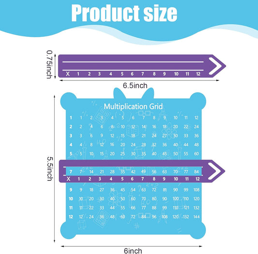 Outus 12 Pieces Multiplication Grid Slidable Education Multiplication Tables with Viewer Window for Classroom Teacher Supplies Elementary School Students and Homeschooling (Multicolor)