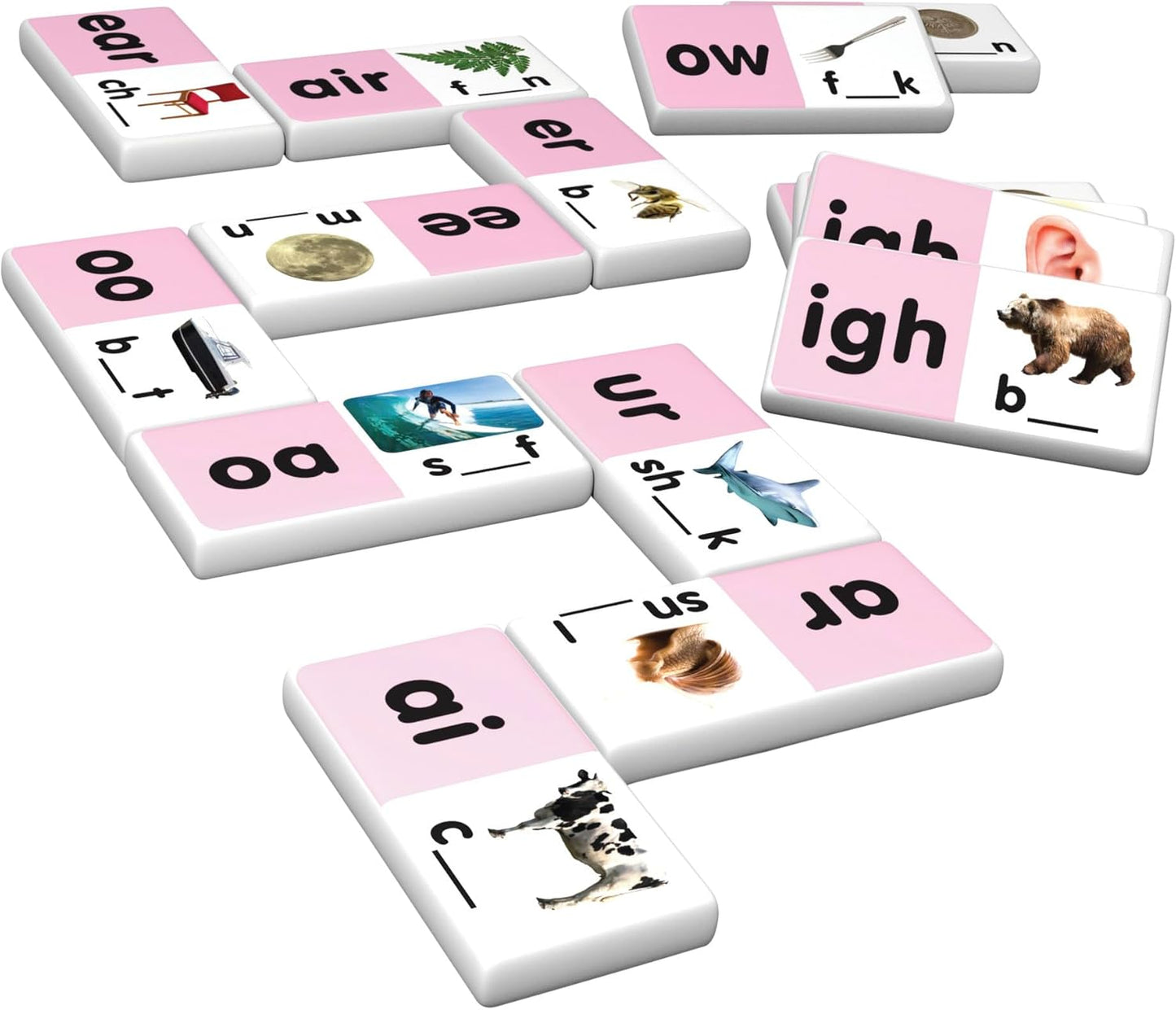 Junior Learning Long Vowel Dominoes Educational Action Games, Multi (JL495)