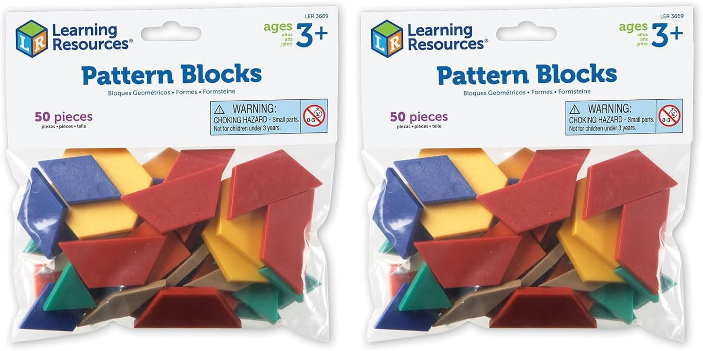 Learning Resources Pattern Blocks Smart Pack, Developmental Toy, Shapes, Patterns, 50 Pieces