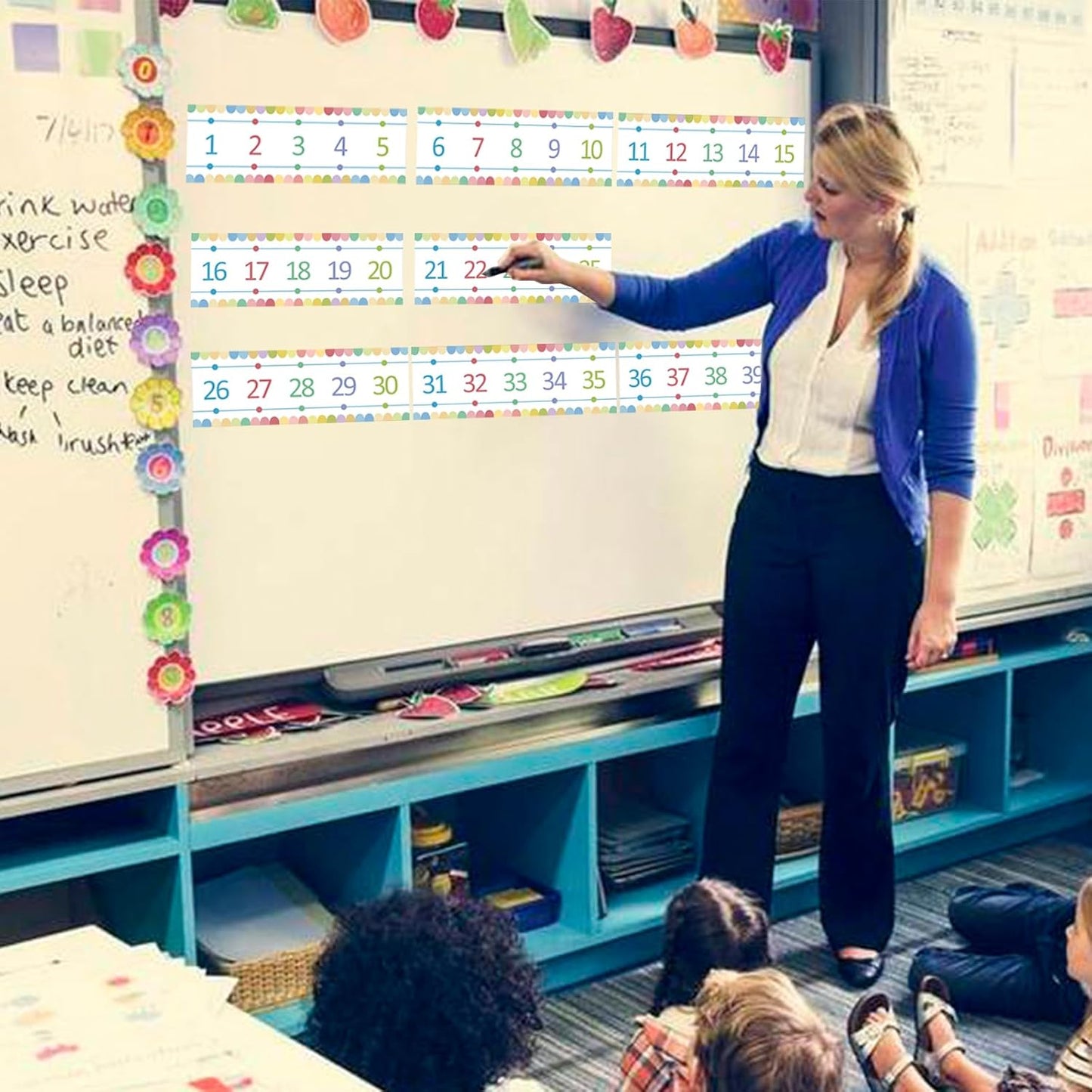Number Line for Classroom Office Wall,Bulletin Board Border,Printed Paper Signs 0-120 Laminated Number Line Strips Chalkboard Brights Math Poster Classroom Decorations for Teachers, Students, Kids