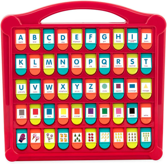 Battat - Alphabet Cache-Cache - French Alphabet Toy for Learning - 50 Pop-Up Flaps - Letters, Words, Numbers, Colors, Shapes - Educational Toy for Toddlers, Kids - 3 Years +